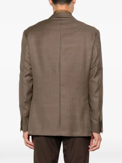 Corneliani Notched-lapels Single-breasted Blazer In Brown