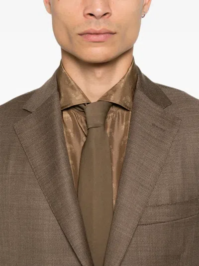 Corneliani Notched-lapels Single-breasted Blazer In Brown