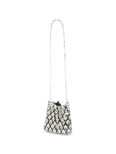 Self-portrait Crystal-embellished Drawstring Backpack In Silver