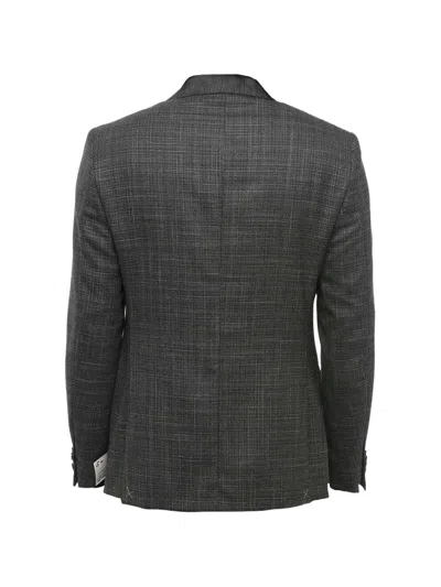 Corneliani Single-breasted Checked Blazer In Black
