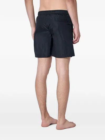 Moncler Logo-patch Elasticated-waist Swim Shorts In Black