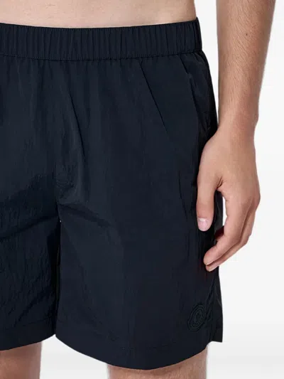 Moncler Logo-patch Elasticated-waist Swim Shorts In Black