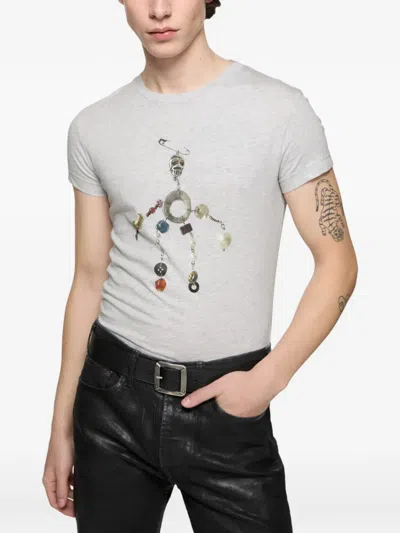 Acne Studios Fitted Graphic T-shirt In Gray