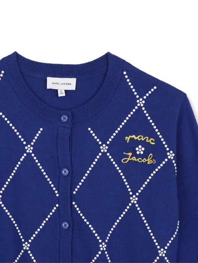 Marc Jacobs Argyle-pattern Embroidered Cardigan In Blue