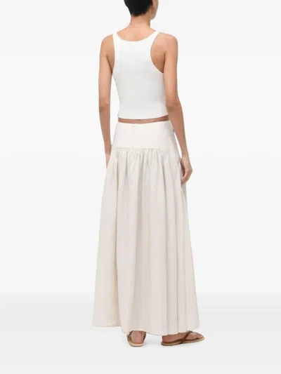 Staud Procida Gathered Midi High Waist Dress In Neutral