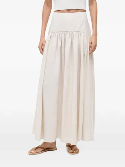 Staud Procida Gathered Midi High Waist Dress In Neutral