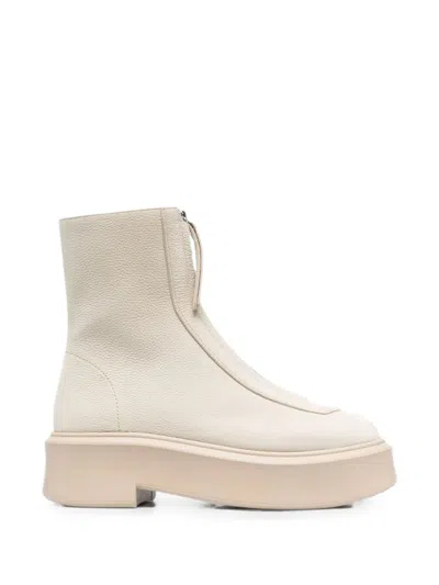 The Row Front-zipped Ankle Boots In Neutral