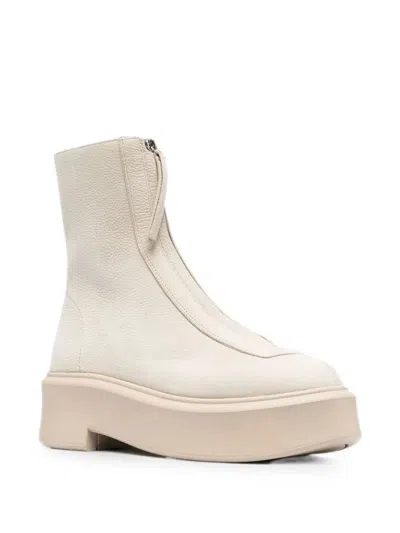 The Row Front-zipped Ankle Boots In Neutral