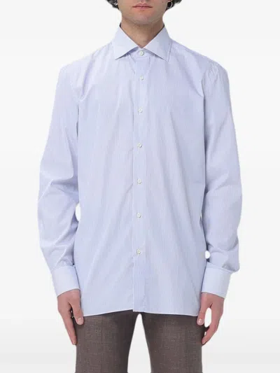 Luigi Borrelli Vertical-stripe Long-sleeve Shirt In Blue