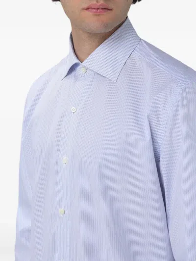 Luigi Borrelli Vertical-stripe Long-sleeve Shirt In Blue