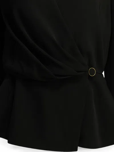 Chloé Draped Top Gold Tone Hardware Peplum In Black