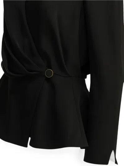 Chloé Draped Top Gold Tone Hardware Peplum In Black
