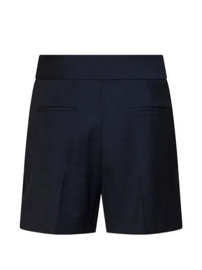 Max Mara Navy Blue Lightweight Wool Canvas Mxmsalute Shorts In Blue
