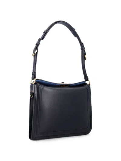 Lanvin Compagnon Small Asymmetrical Bag With A Python Finish In Black