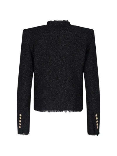 Balmain Tailored Wool-blend Jacket With Sculpted Structure In Black