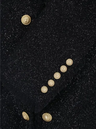 Balmain Tailored Wool-blend Jacket With Sculpted Structure In Black