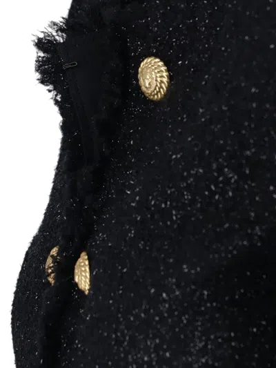 Balmain Tailored Wool-blend Jacket With Sculpted Structure In Black