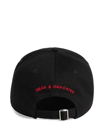 Dsquared2 Logo-print Distressed Baseball Cap In Black