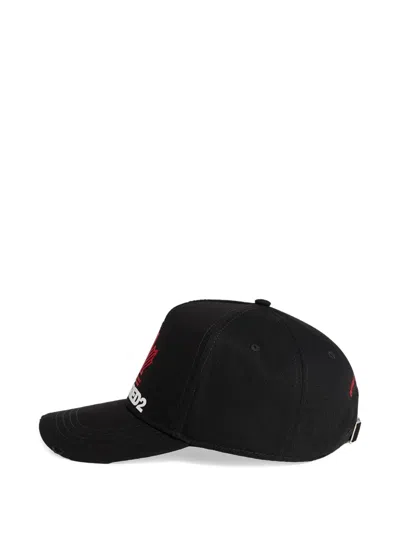Dsquared2 Logo-print Distressed Baseball Cap In Black