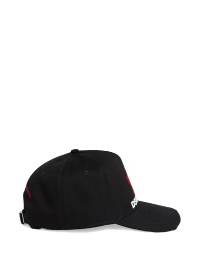 Dsquared2 Logo-print Distressed Baseball Cap In Black