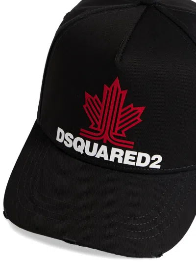 Dsquared2 Logo-print Distressed Baseball Cap In Black