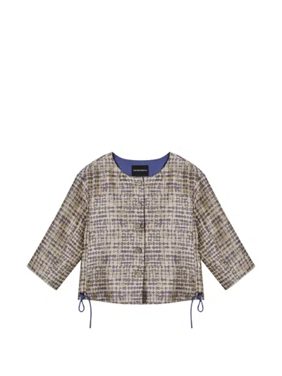 Emporio Armani Jacquard-pattern Drawstring Jacket In Multi