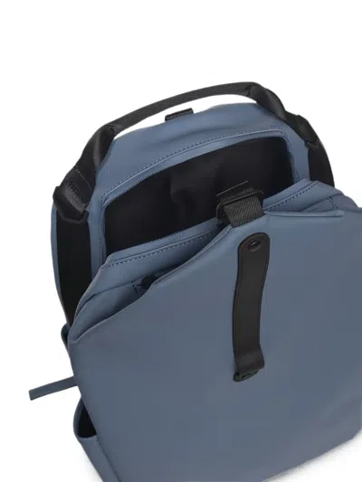 Rains Clip-front Logo-embossed Backpack In Blue