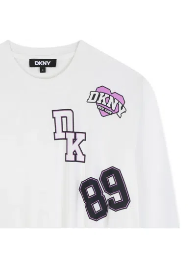 Dkny Logo-print Elasticated-hem T-shirt In White