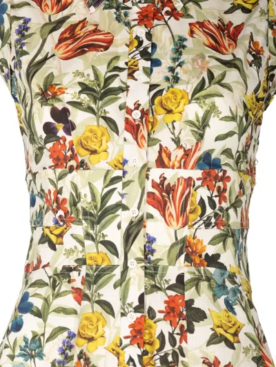 Alice And Olivia Kim Paneled Corset Flared Mini Shirt Dress Desert Springs Vanilla In Multi