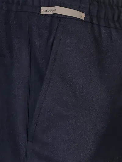 Corneliani Virgin Wool Drawstring Trousers In Blue