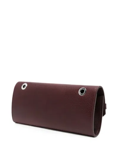 Dsquared2 Logo-plaque Pebbled-leather Clutch Bag In Brown