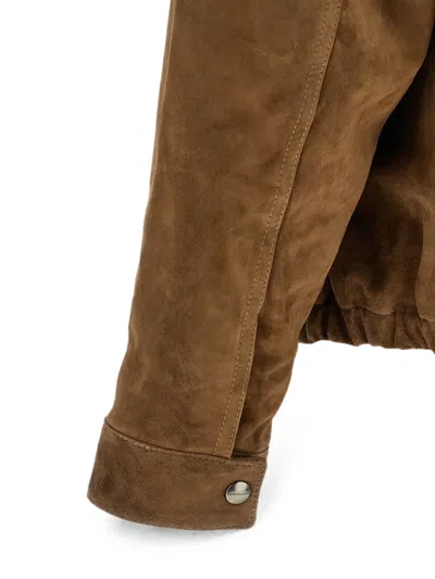 Giorgio Brato Suede Jacket Buttoned Cuffs Elasticated Hem Collar In Brown