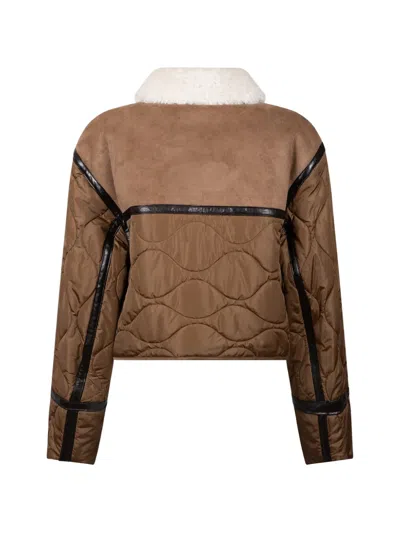 Weekend Max Mara Quilted Shearling-collar Jacket In Brown