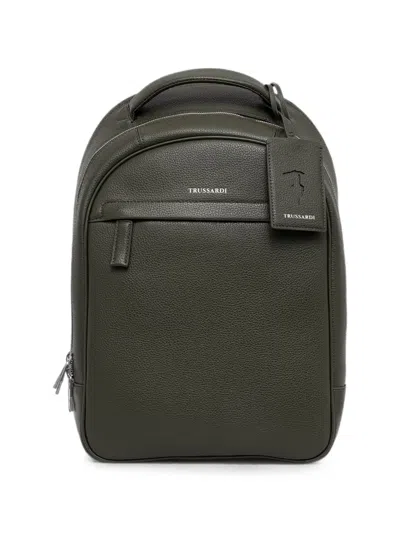 Trussardi Office Pebbled-effect Backpack In Green
