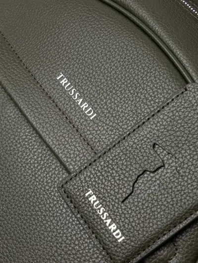 Trussardi Office Pebbled-effect Backpack In Green