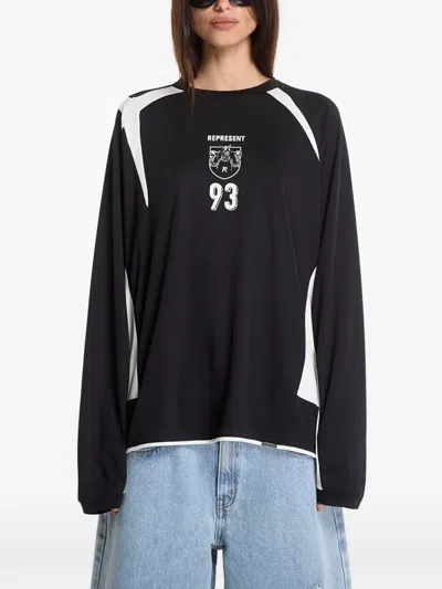 Represent Logo-print Panelled T-shirt In Black
