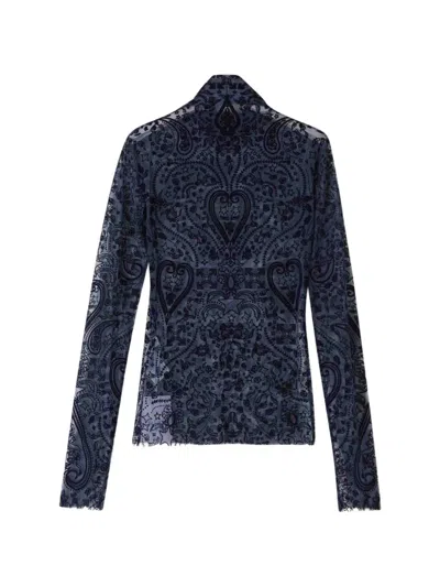 Off-white Patterned Top In Blue