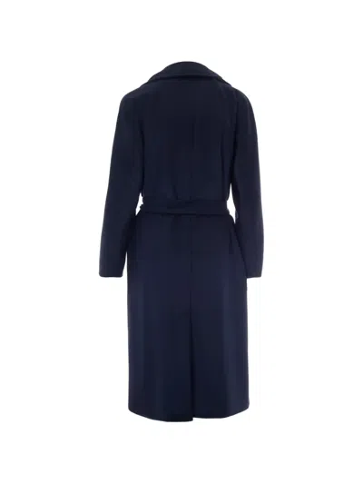 Max Mara Double-breasted Belted Coat In Blue