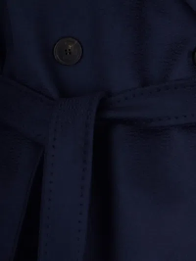 Max Mara Double-breasted Belted Coat In Blue