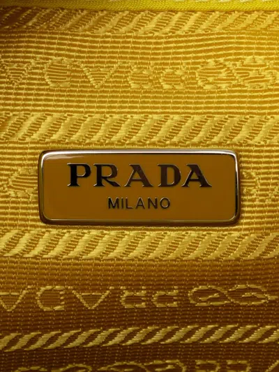 Pre-owned Prada 2013-2026 Tessuto Drawstring Pouch In Yellow