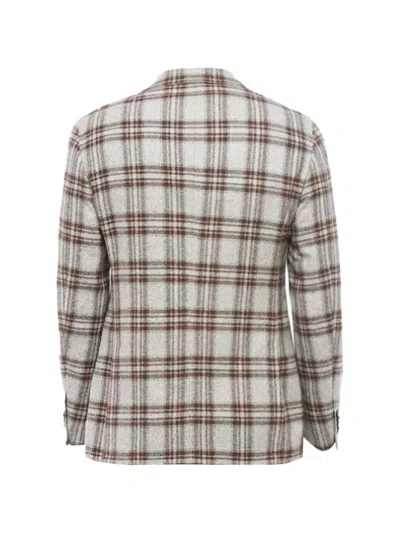 CHECKED-PATTERN SINGLE-BREASTED BLAZER