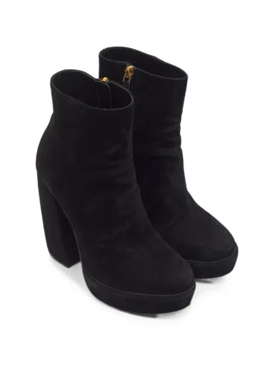 Pre-owned Prada Platform Ankle Boots In Black
