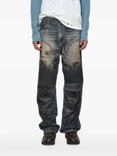 Andersson Bell Distressed Panelled Jeans In Blue