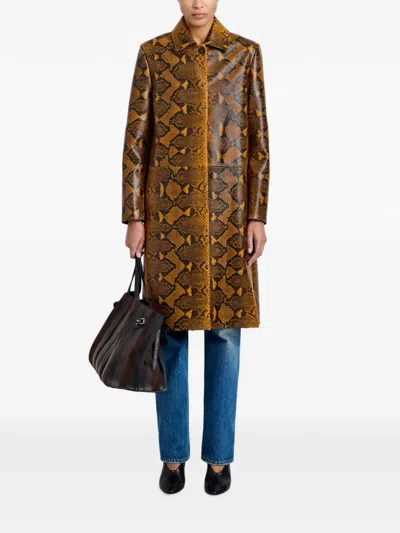 Proenza Schouler Leticia Coat In Python-print In Brown