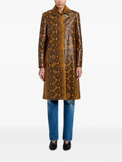 Proenza Schouler Leticia Coat In Python-print In Brown