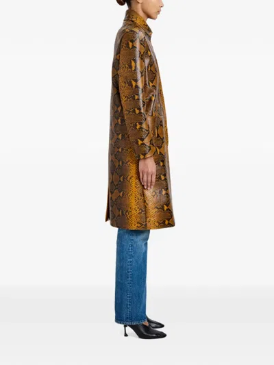 Proenza Schouler Leticia Coat In Python-print In Brown