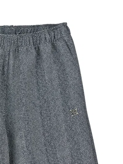 Ermanno Scervino Junior Herringbone-pattern Elasticated-waist Trousers In Blue