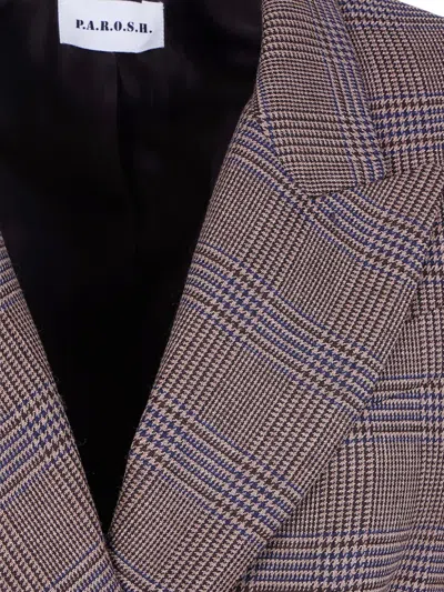 P.a.r.o.s.h Check-pattern Double-breasted Blazer In Animal Print