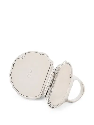 Chloé Shell-pendant Locket Ring In Silver