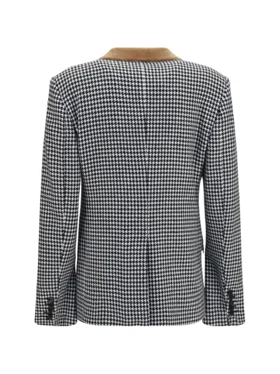 Tom Ford Houndstooth Single Breasted Tailored Jacket In Black